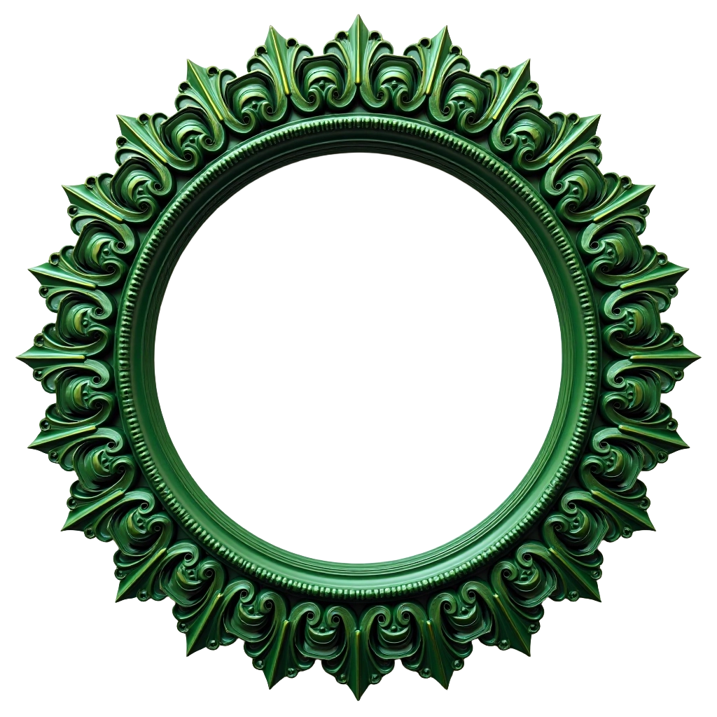 Ornate Green Circular Frame